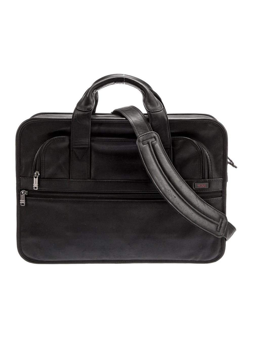Tumi Black Leather Briefcase Shoulder Bag Laptop Bag Classic Men's Work Bag